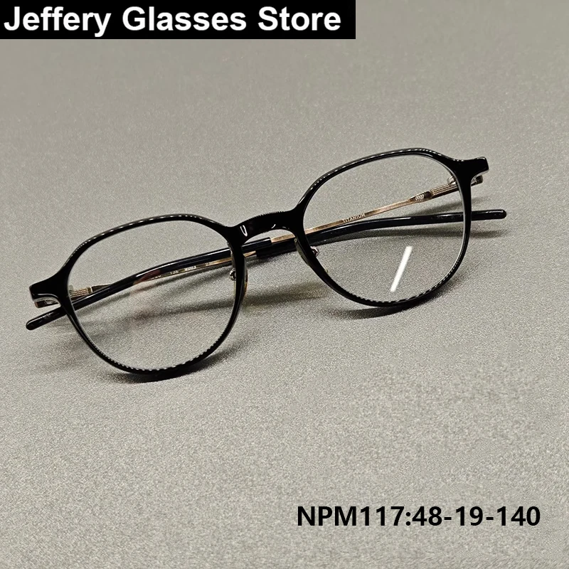 

Japanese Handmade Fashion Oval Glasses Frame NPM117 Men Women Vintage Acetate Titanium Ultralight Optical Eyeglasse Eyewear