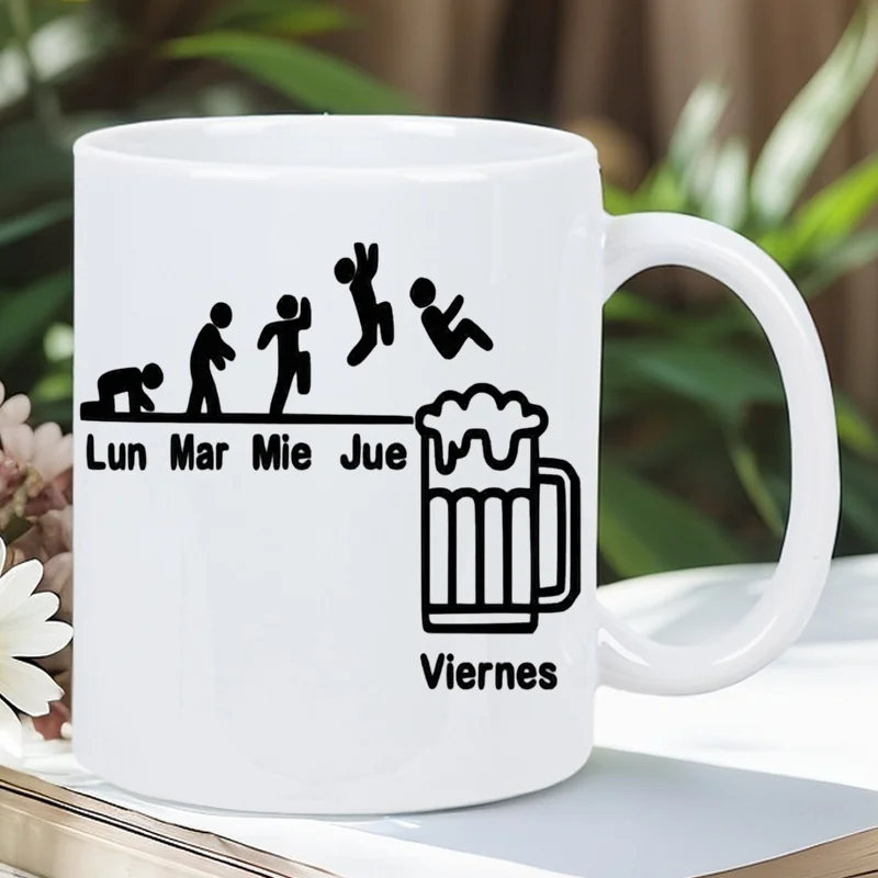 كوب البيرة الأسبوعي - كوب القهوة والبيرة المضحك لعيد الميلاد إلى الجمعة بتصميم تحفيزي، غسيل يدوي فقط، هدية مكتبية رائعة #1
