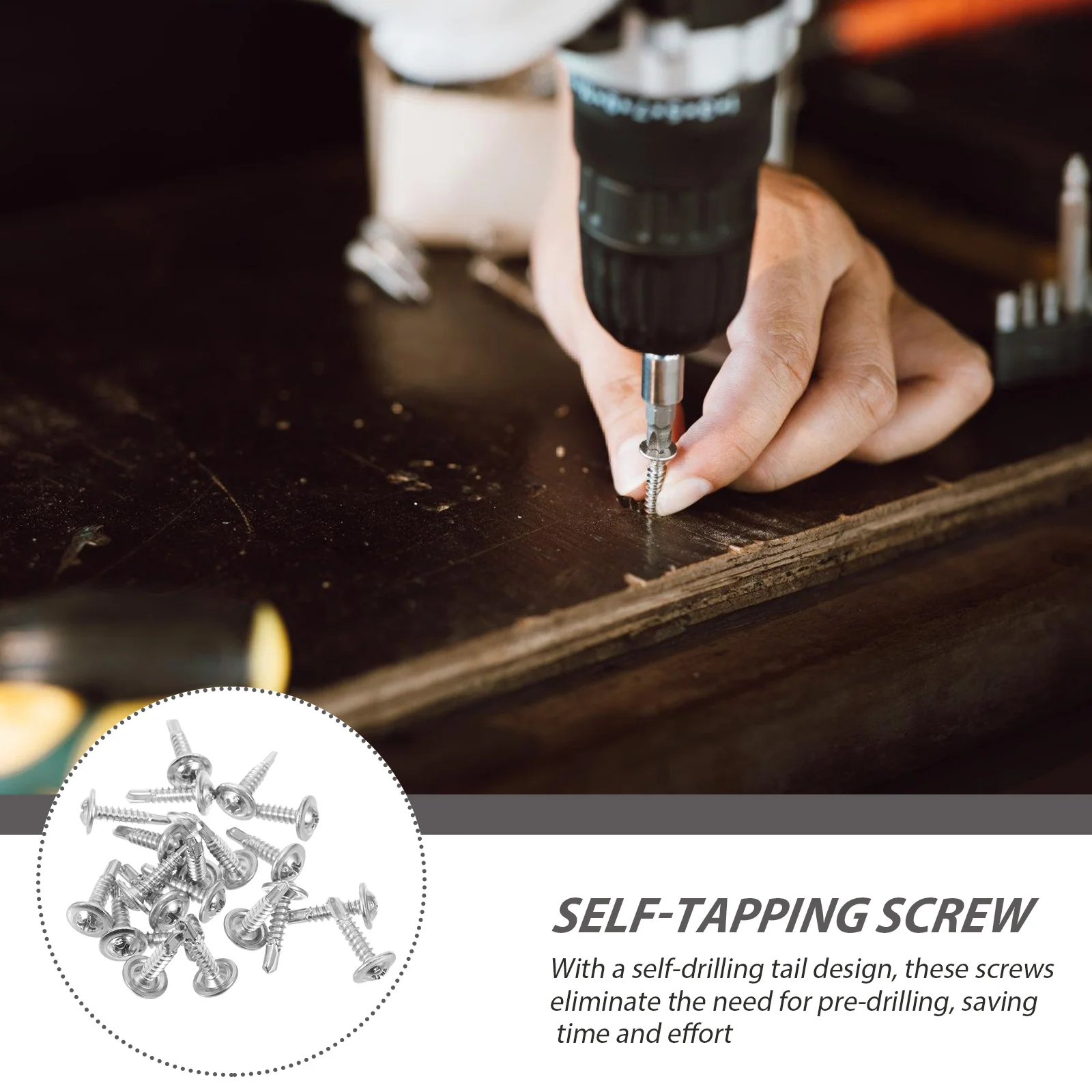 

100Pcs Self-Drilling Self-Tapping Screws Flat Head Carbon Steel Wall Plate Fixing Sheet Metal Screws Durable Rust-Resistant