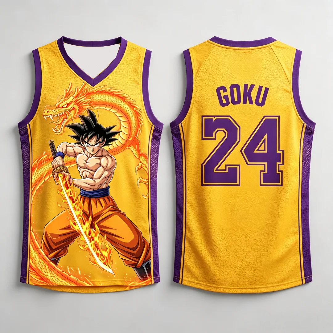 Dragon Ball Goku Samurai Shenron Basketball-Trikot für Herren, 3D-Druck, Sportweste, Anime-Streetwear-Tanktop, passende Familien-Outfits – Detail 14