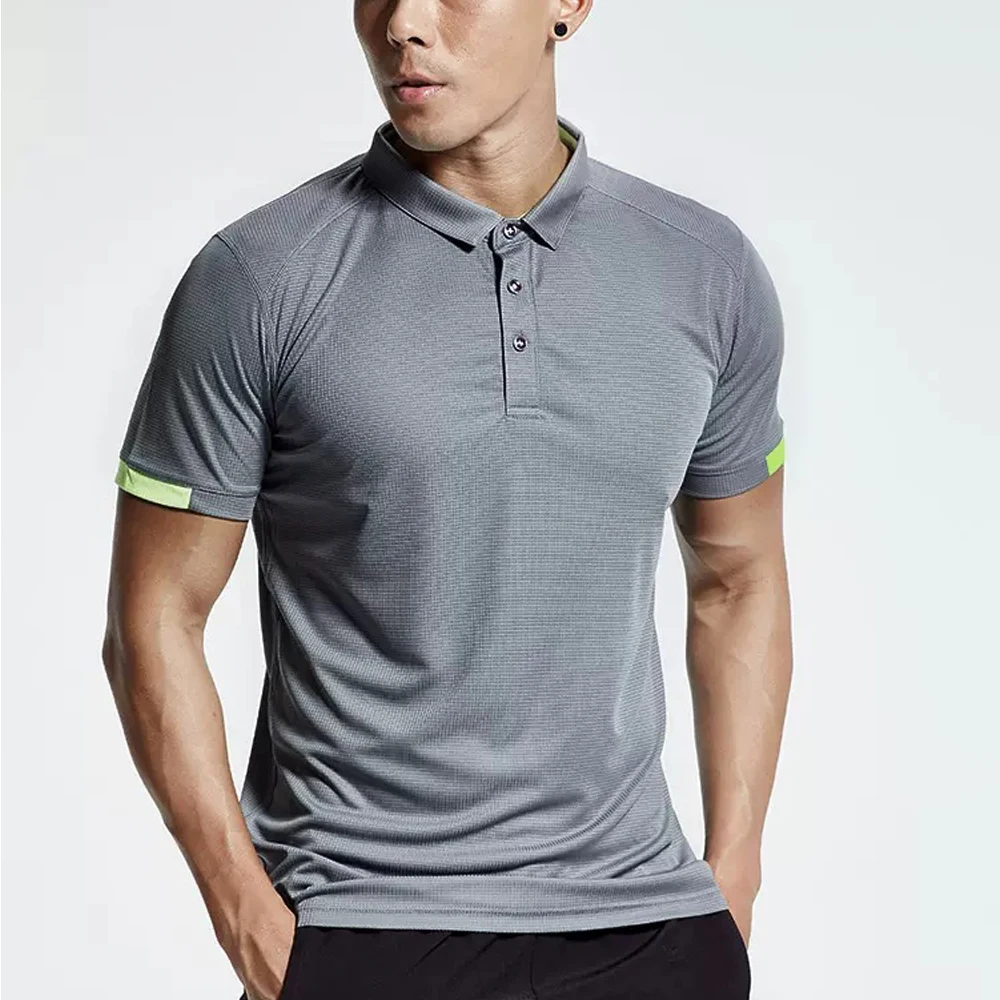 Summer Sports Polo Shirts Men Quick-dry Short Sleeved T-shirts Lapel Tennis Tees Work Outdoor Running Cool Breathable Slim Golf