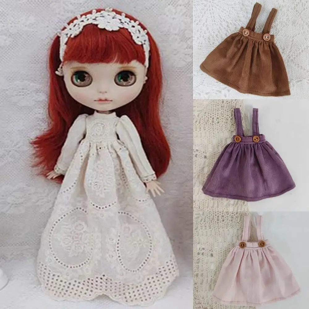 패션 코듀로이 오버올 스커트 미니 DIY 액세서리 롱 스커트 드레스 귀여운 인형 옷 아존 ob24 인형 블라이스 인형용