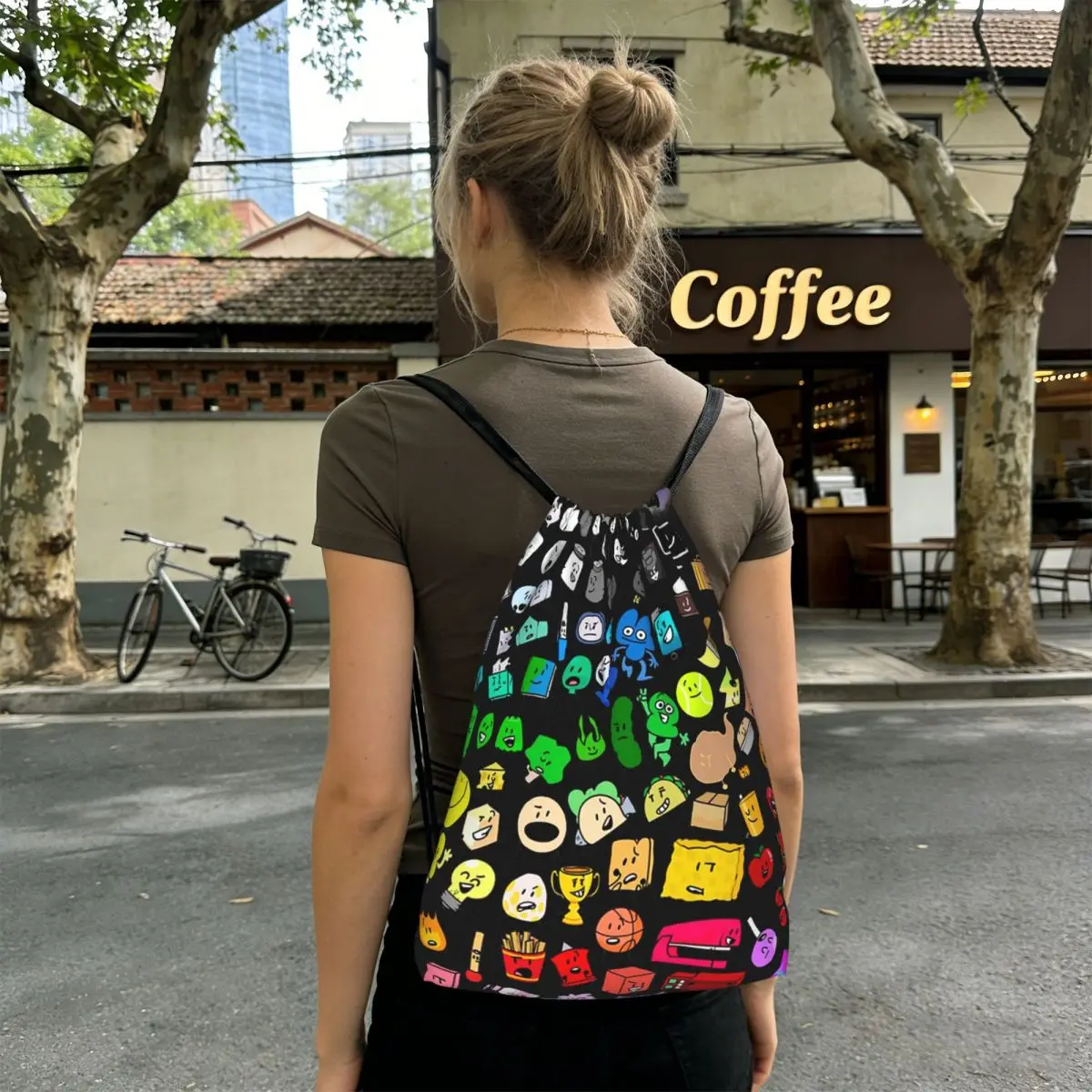 Classic BFDI Inanimate Insanity All Characters (Transparent) Backpacks Casual Drawstring Bags Sundries Bag Book Bags
