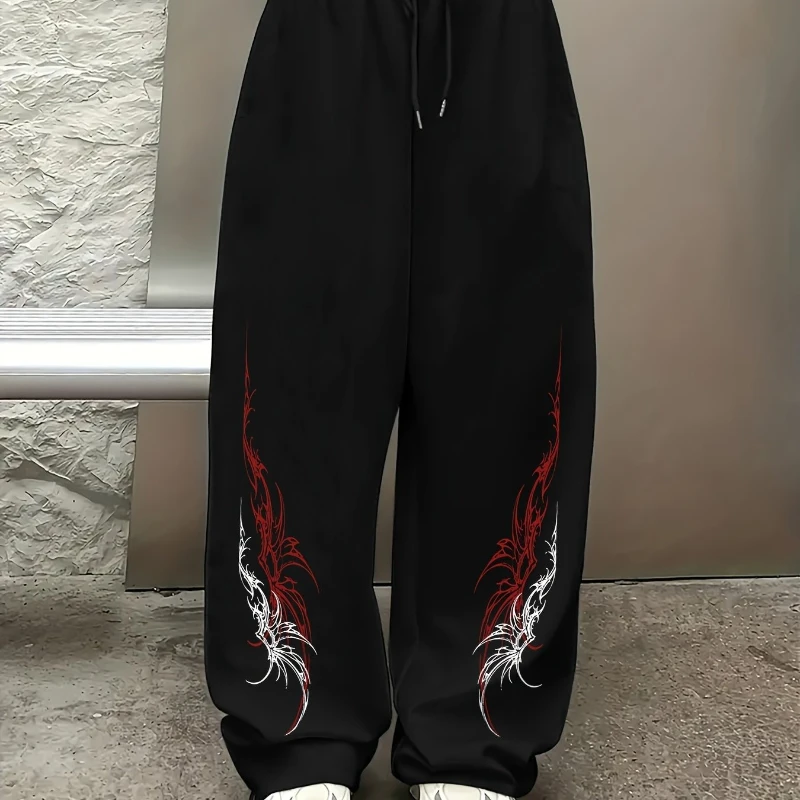 

Осенние крутые повседневные спортивные брюки с принтом, американские модные мужские свободные спортивные повседневные брюки, американские повседневные брюки