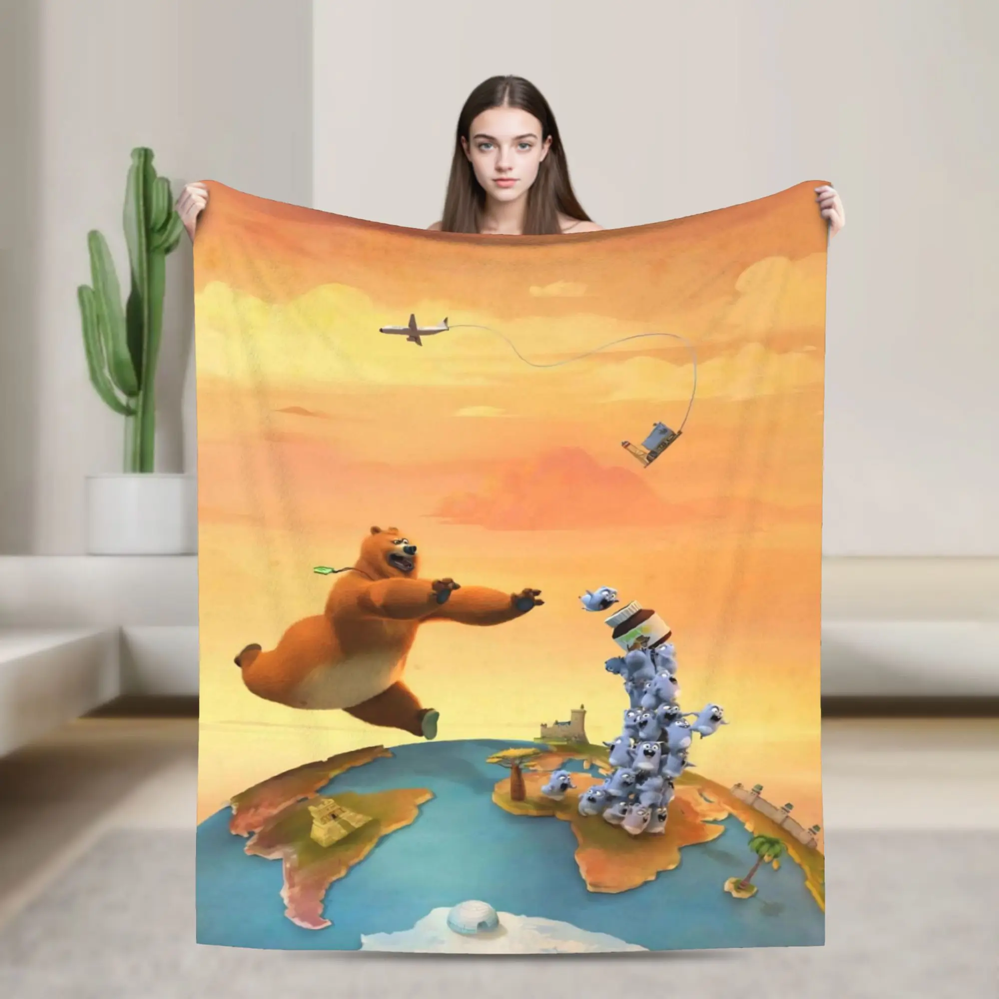 Grizzly And Lemmings  Blanket Warm Cozy Fluffy  Throw Blankets for Couch 50x60 Inch Multi-size Bedding Throws
