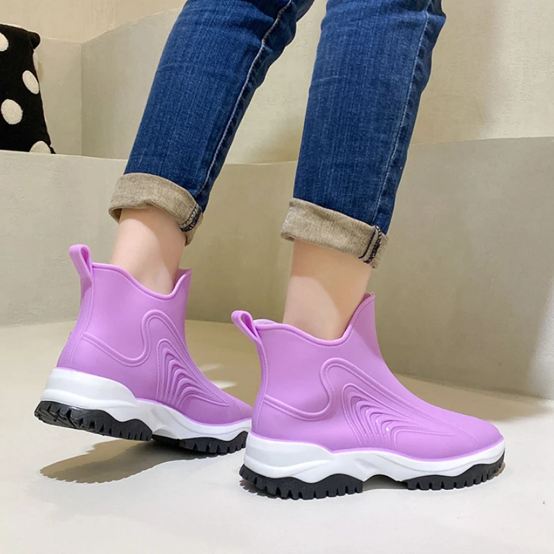 Insulated Rubber Boots for Women Waterproof Work Slip-on Platform Rain Shoes Woman Wear-resistant Galoshes Garden Rain Boots