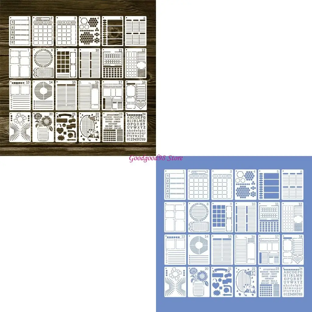 

24PCS Journal Stencil Set for Dotted Journals for Time Saving Planner for Studen