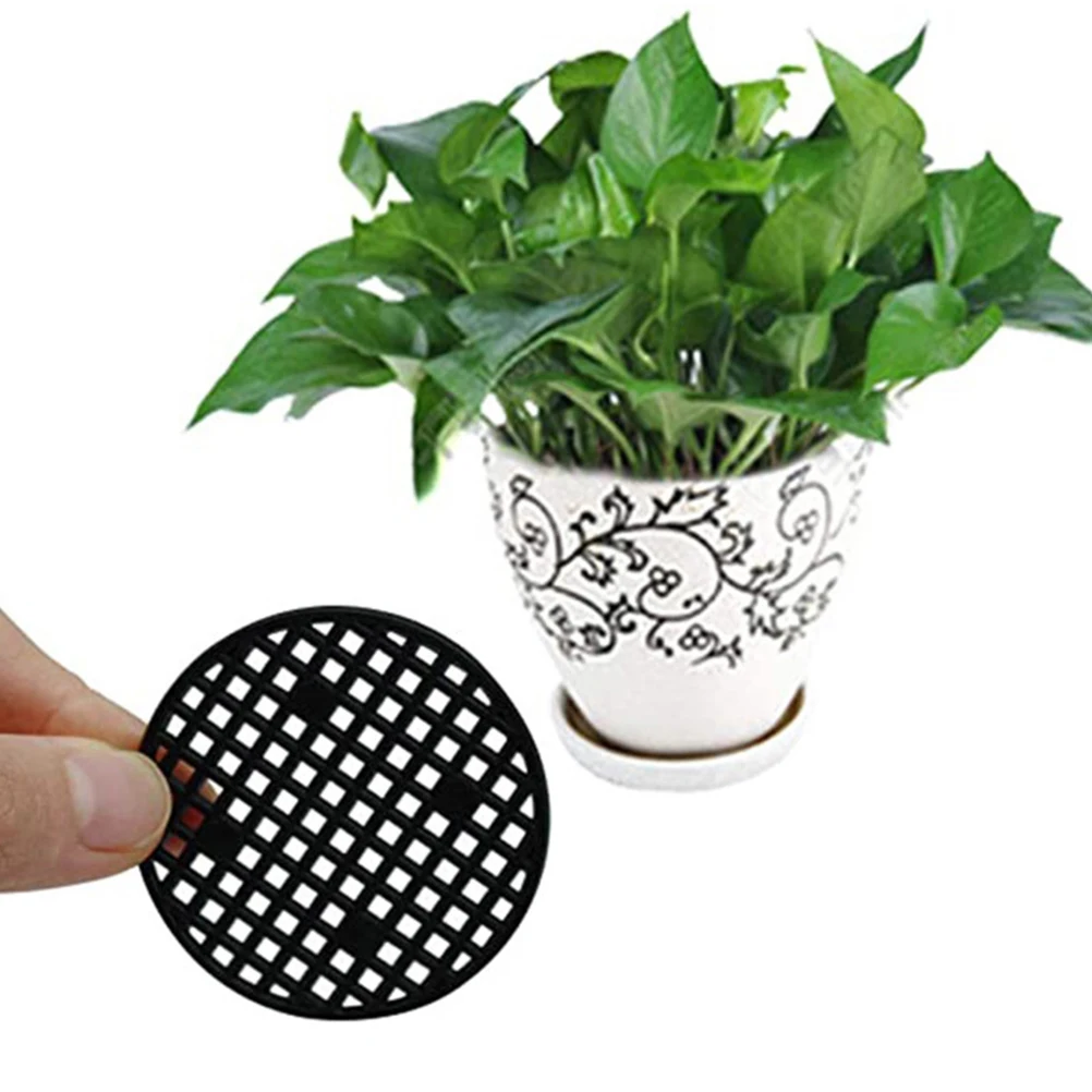 

100Pcs Planter Hole Mesh Pads High Quality Durable Plastic Flowerpot Bottom Nets for Garden Home Office Bonsai Pot Accessories
