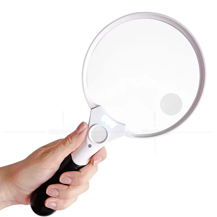 

137Mm Large Handheld Magnifier 3Led Light, 2X 4X 25X, Multi-Purpose Magnifying Glass for Elderly Reading, Identification