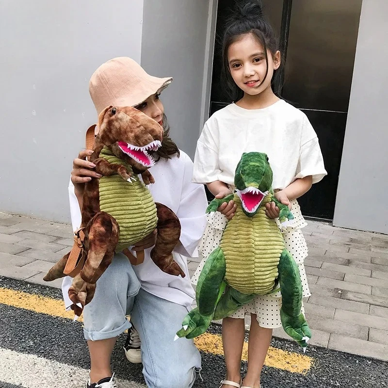 Korean Style Dinosaur Plush Backpack - Cute Super Adorable Cartoon Fuzzy Backpack, Versatile Trendy Casual Daily School Bag
