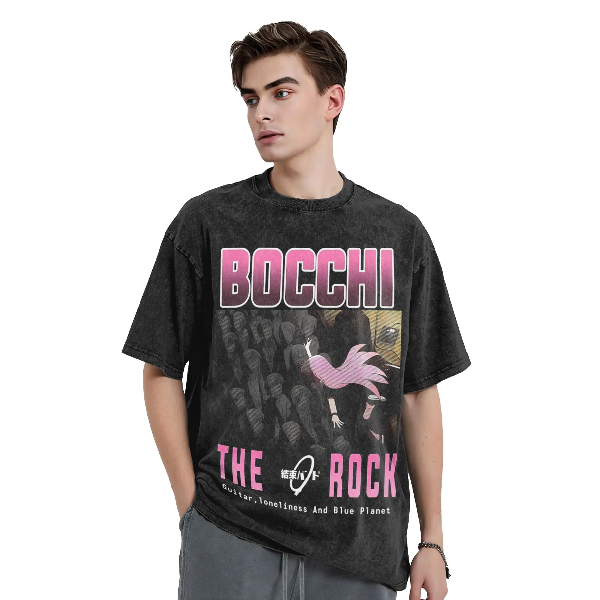 Bocchi The Rock! Washed T Shirt Streetwear Hip Hop Fashion T-Shirt  Tee Shirt for Men Women Short Sleeve Oversize Summer