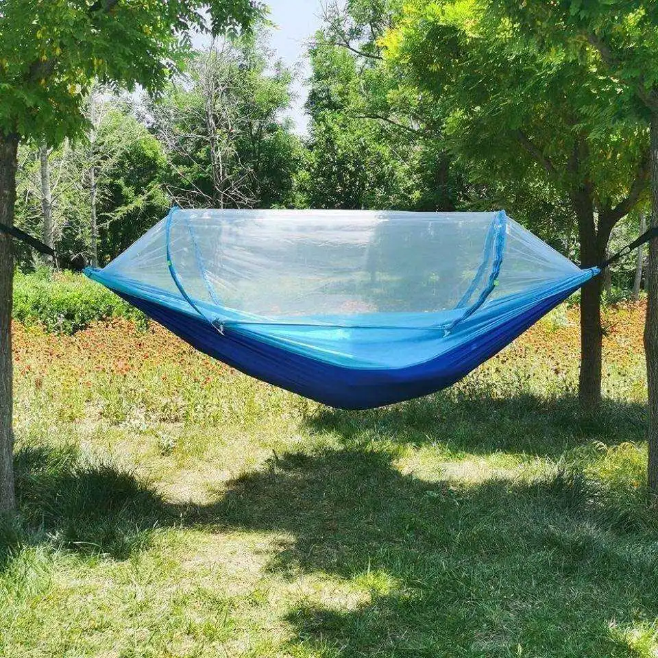 Automatic Quick Open Hammock with Mosquito Net Single Double Nylon Outdoor Camping Anti-Mosquito Hammock