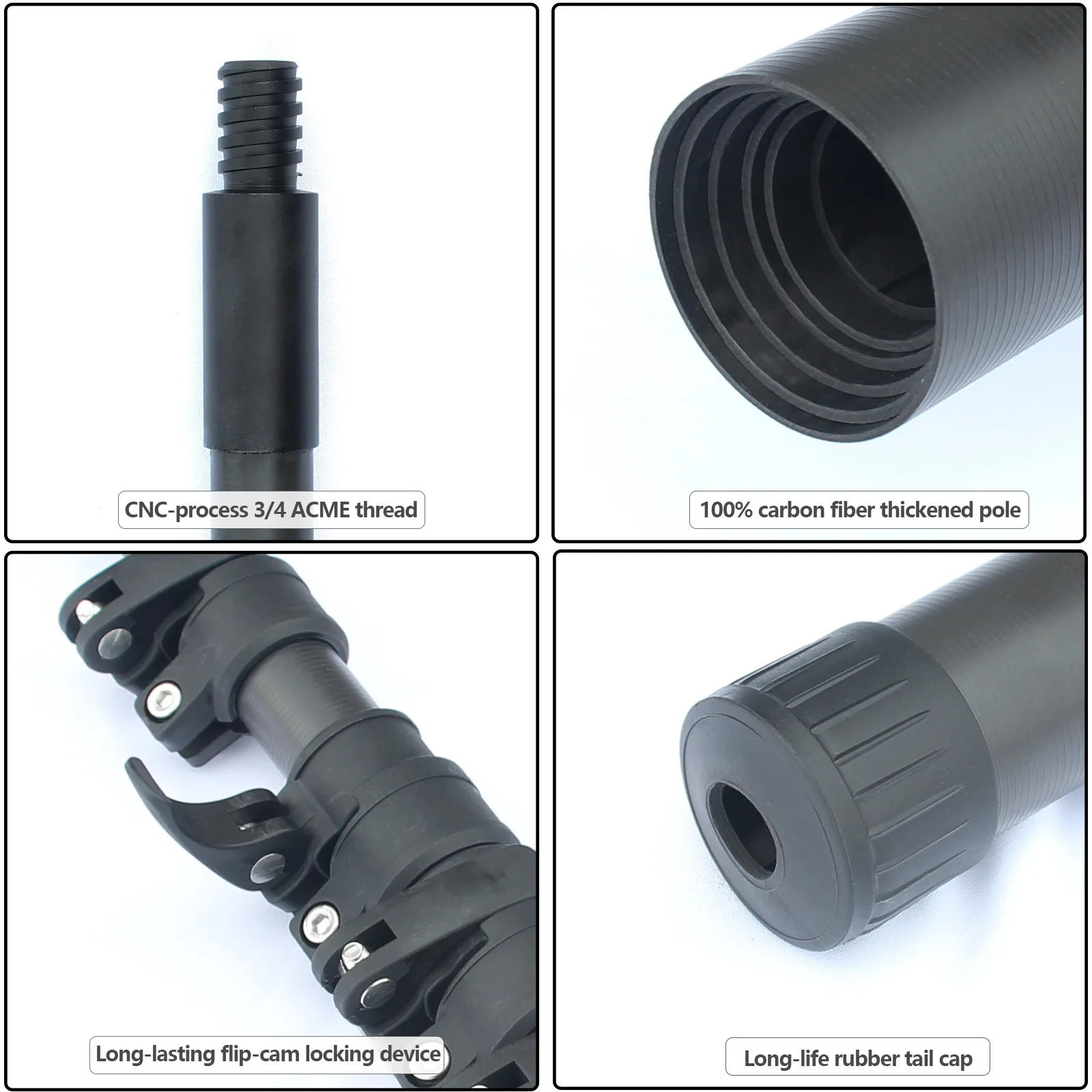 30/36/42피트 탄소 섬유 텔레스코픽 폴 창문 청소용 고도 연장 가능 지지대 10/12미터