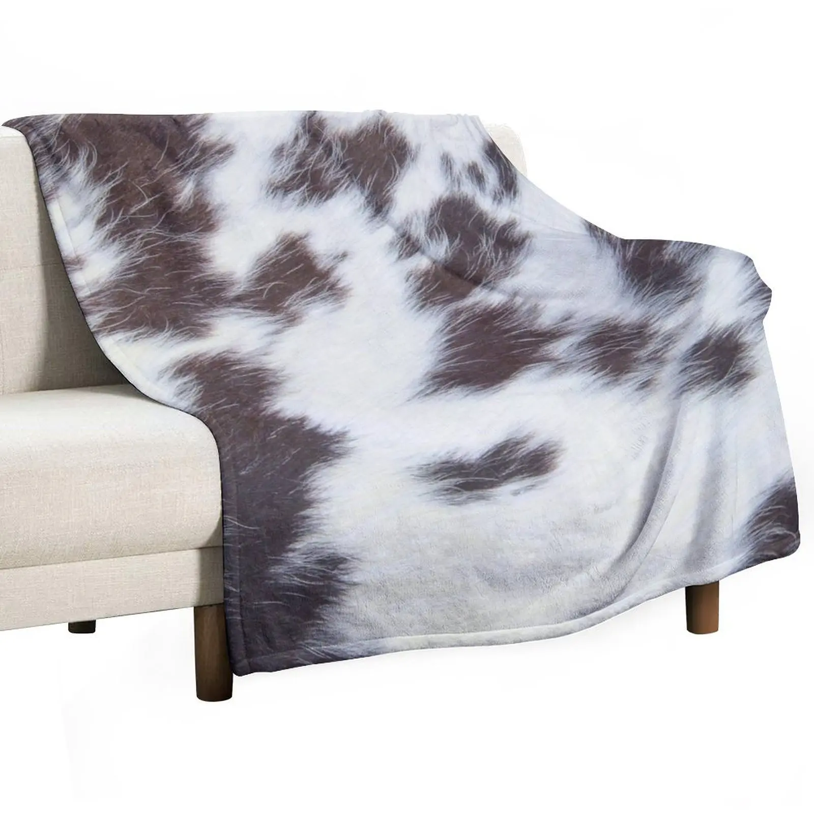 

Brown Cowhide, Cow Skin Print Pattern, Modern Cowhide Faux Leather Throw Blanket Shaggy Sofas Plaid Blankets