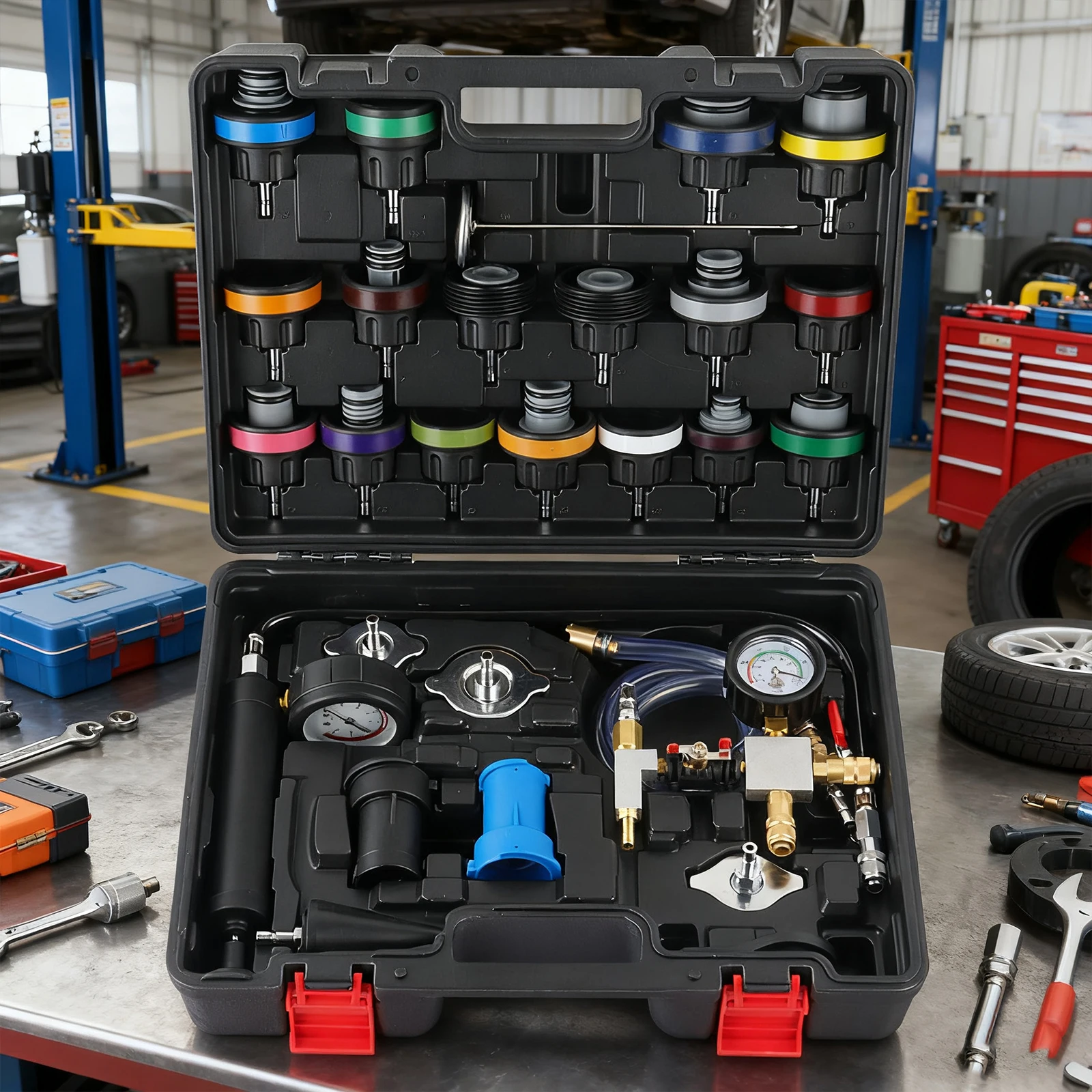 Тестер давления радиатора, набор инструментов для вакуумной заправки охлаждающей жидкости, комплект тестера давления насоса радиатора для автомобиля, мотоцикла, грузовика