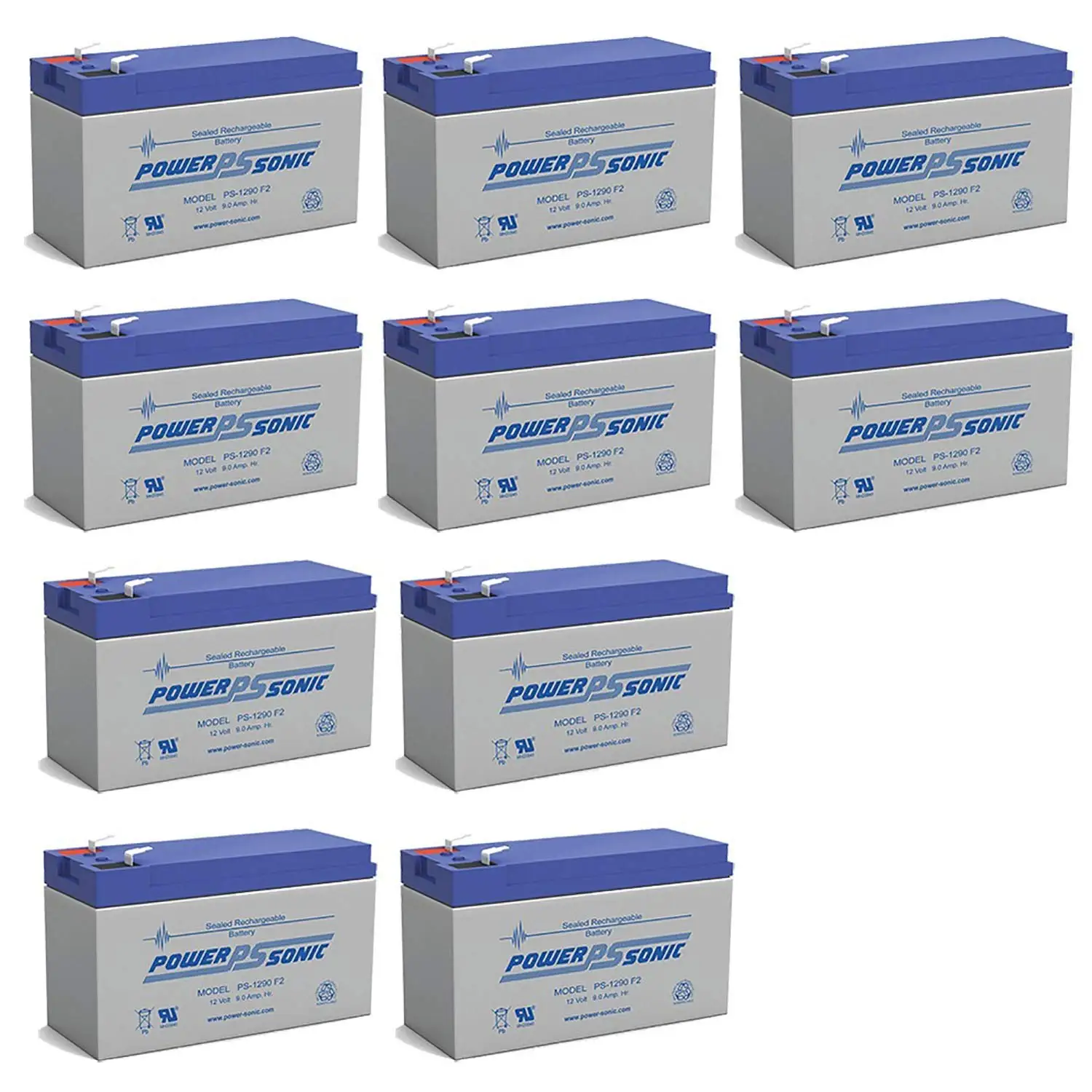 12V 9AH Rechargeable SLA Battery for Alarm & Security System, Emergency Lighting, Backup Power, 10 Pack, Customized