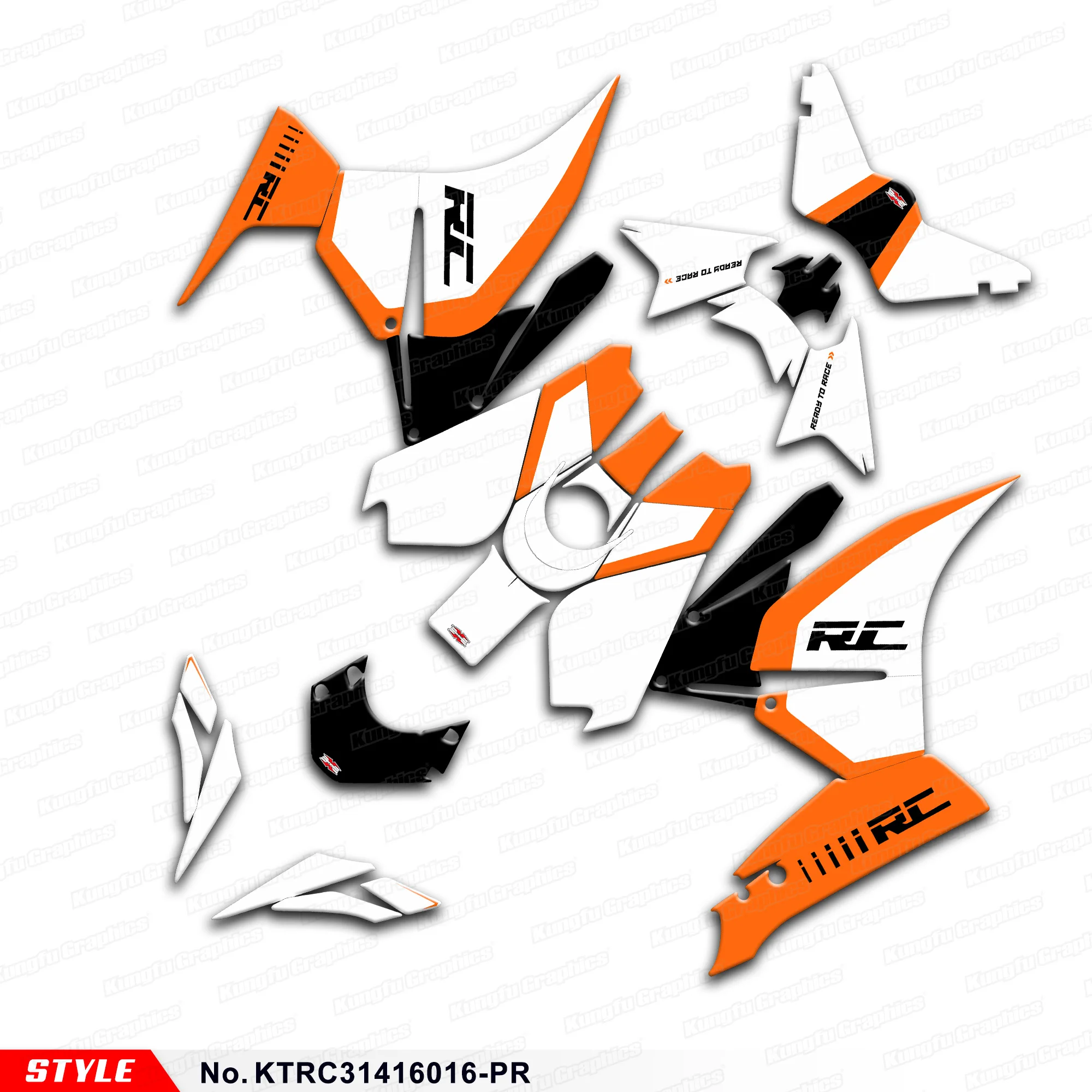 Aftermarket Graphics Adhesive Stickers for KTM RC 125 200 RC125 RC200 2014 2015 2016, KTRC31416016-PR