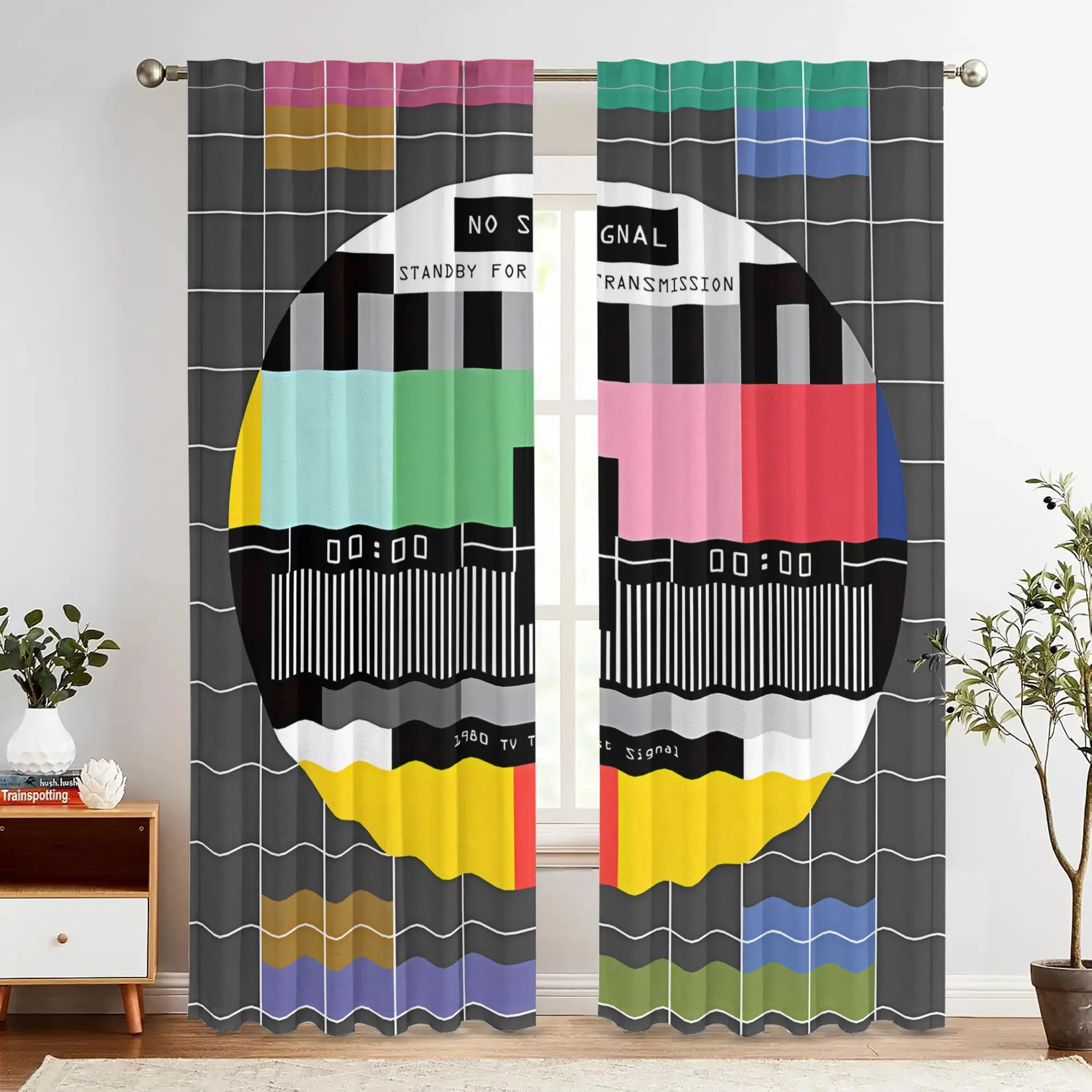 TV signal-free creative design pattern curtains, pole-mounted Suitable for living rooms, bedrooms, dining rooms and hotels
