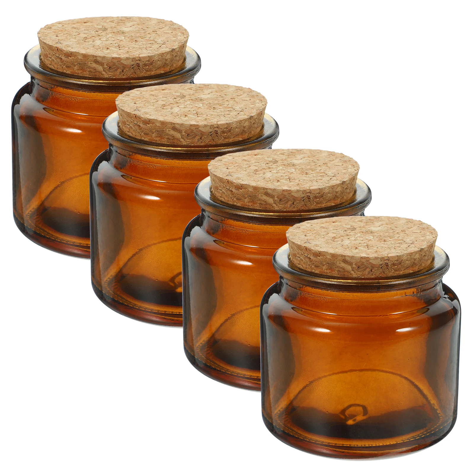 4pcs Brown Glass Cups 100ml Clear Tealight Holders Wooden Plugs Home Decor DIY Candles Soy Wax Container Table