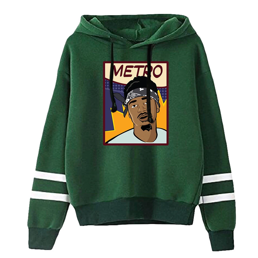 2026 مترو بومين هوديي للجنسين جيوب القضبان المتوازية كم بلوزات النساء الرجال مقنعين البلوز ملابس غير رسمية نمط