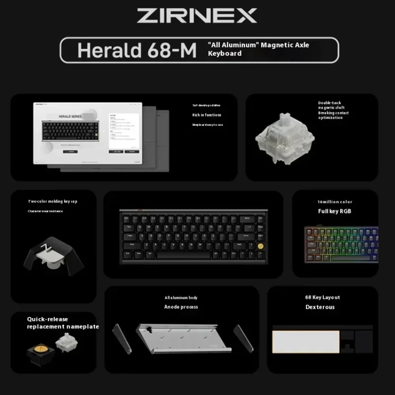 Imagem -05 - Aluminum Alloy Teclado Mecânico Interruptor Magnético 8k rt Key Range Ajustável Teclado de Jogo Personalizado Presente Znex-herald68-m