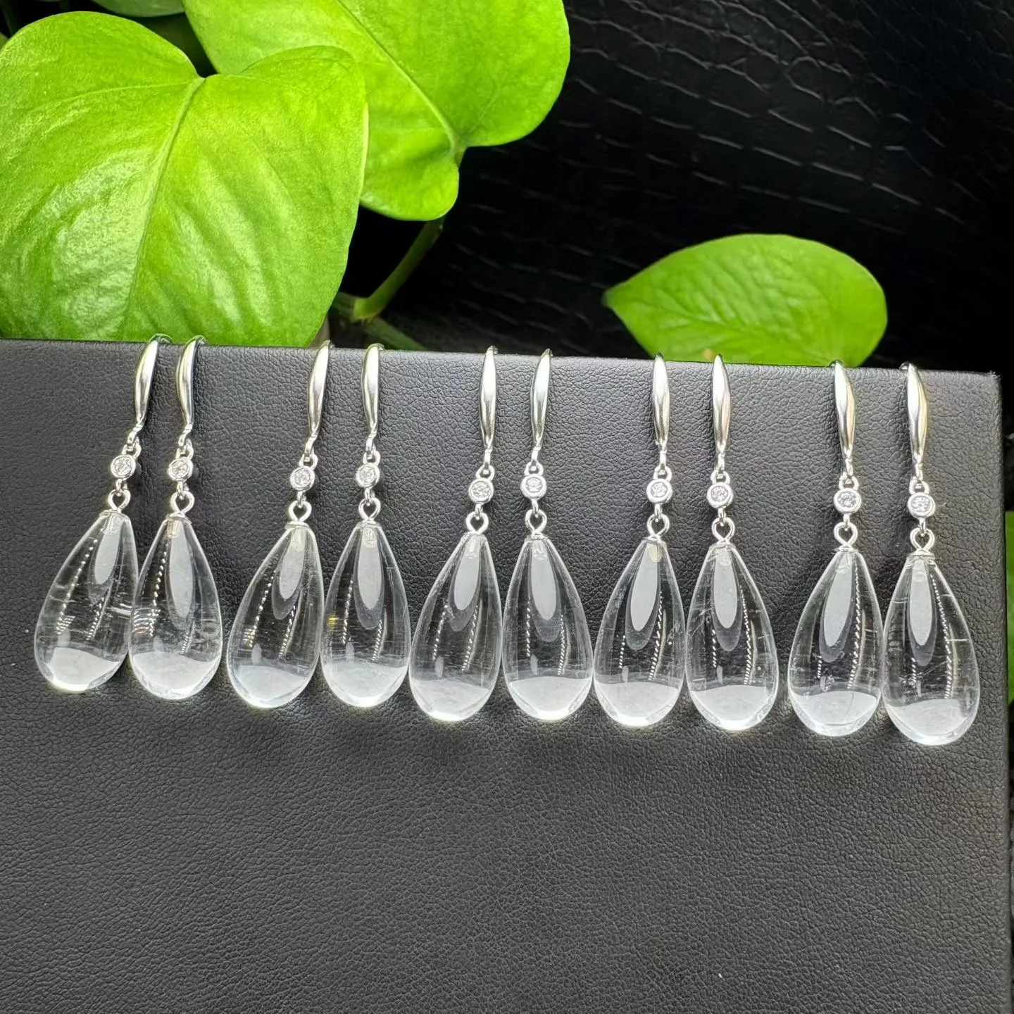 1 Pair Fengbaowu Natural Stone Rock Quartz Water Drop Earring 925 Sterling Silver Crystal Jewelry Gift For Women