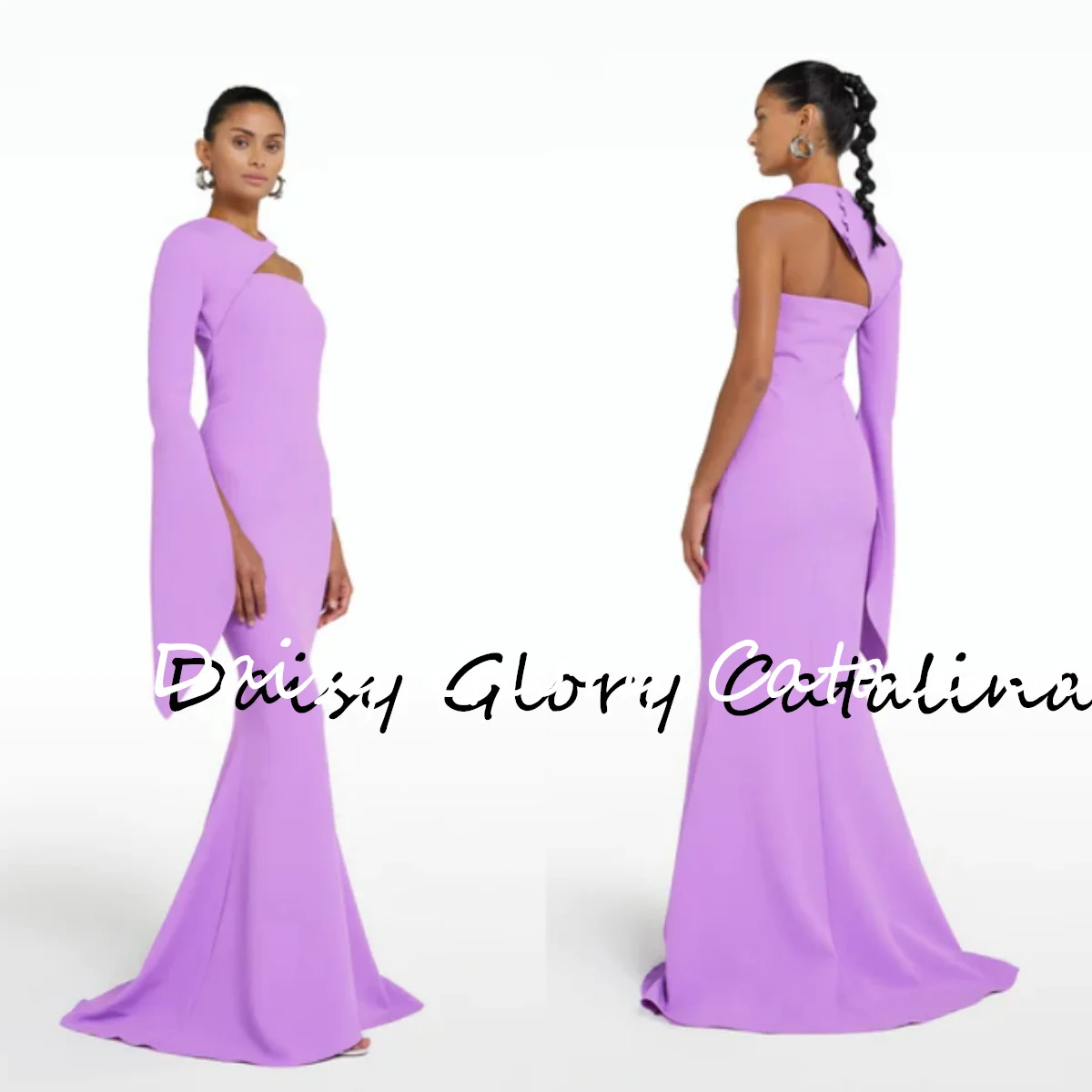 Lilac One Sleeves Gala Dresses O Neck Satin Formal Celebirty Night Prom Gowns Dress Gorgeous Wedding Party Dresses 2024