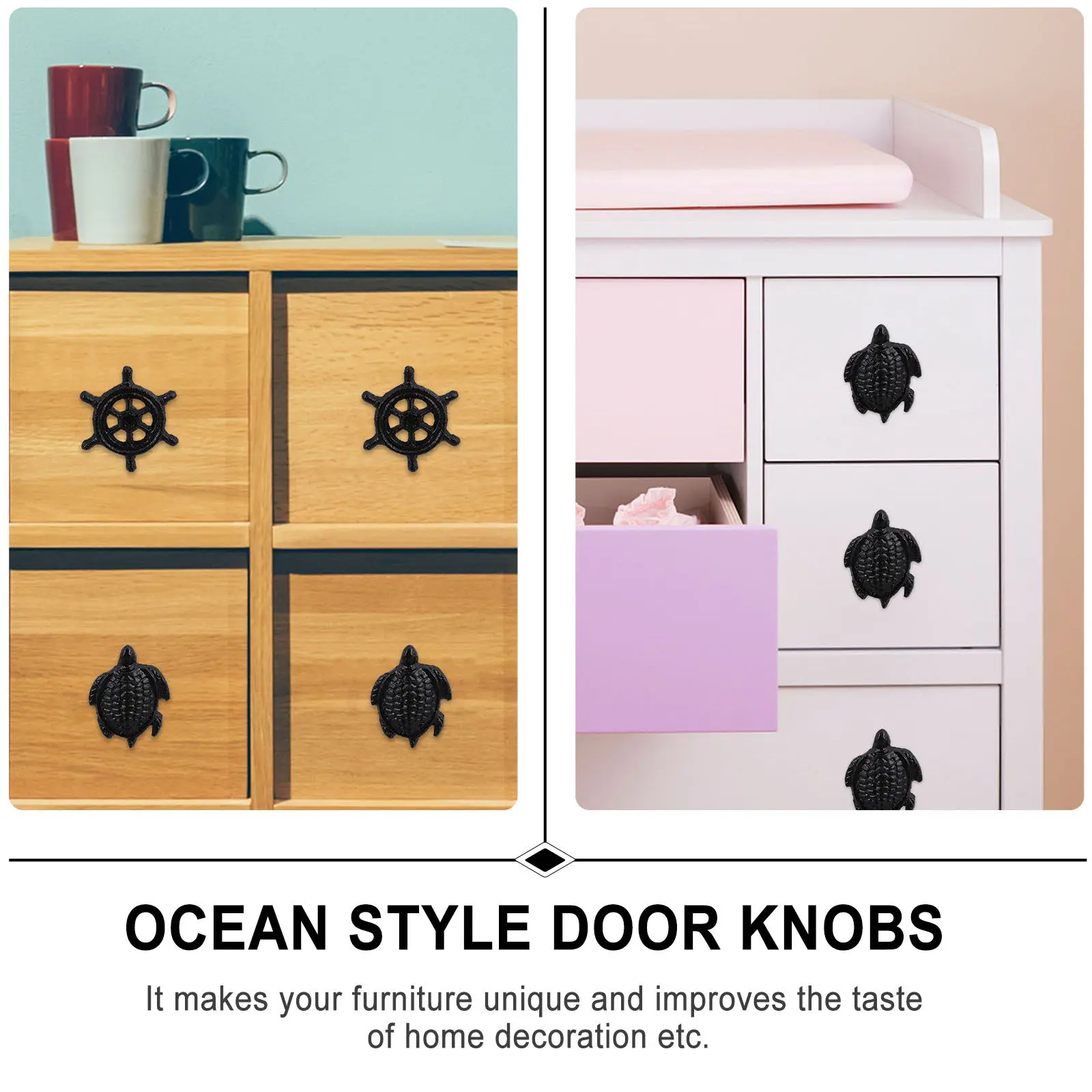 

4Pcs Marine Style Drawer Knobs Premium Iron Door Handles for Cabinet Cupboard Bin Chest Wardrobe Furniture Decoration