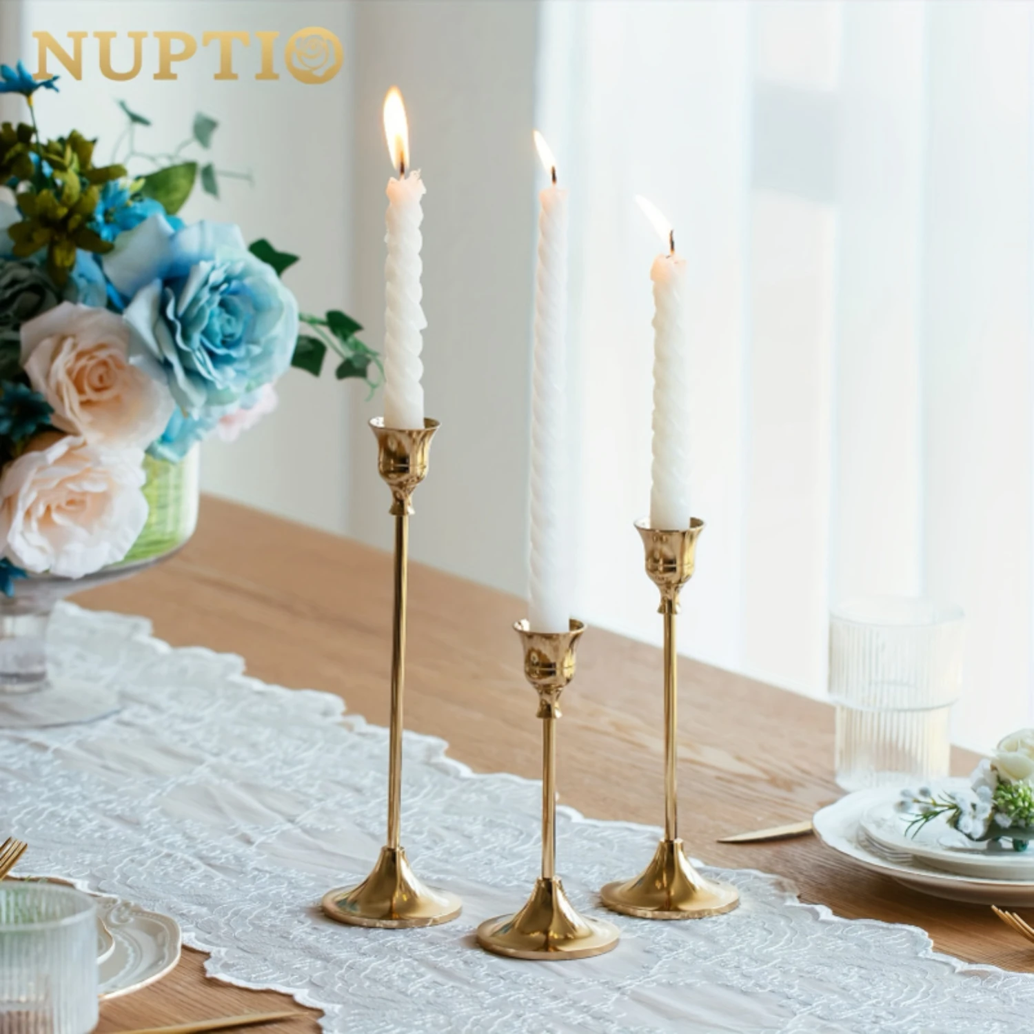 

6pcs Elegant Tapered Metal Candle Holder Set for Romantic Decor & Special Occasions