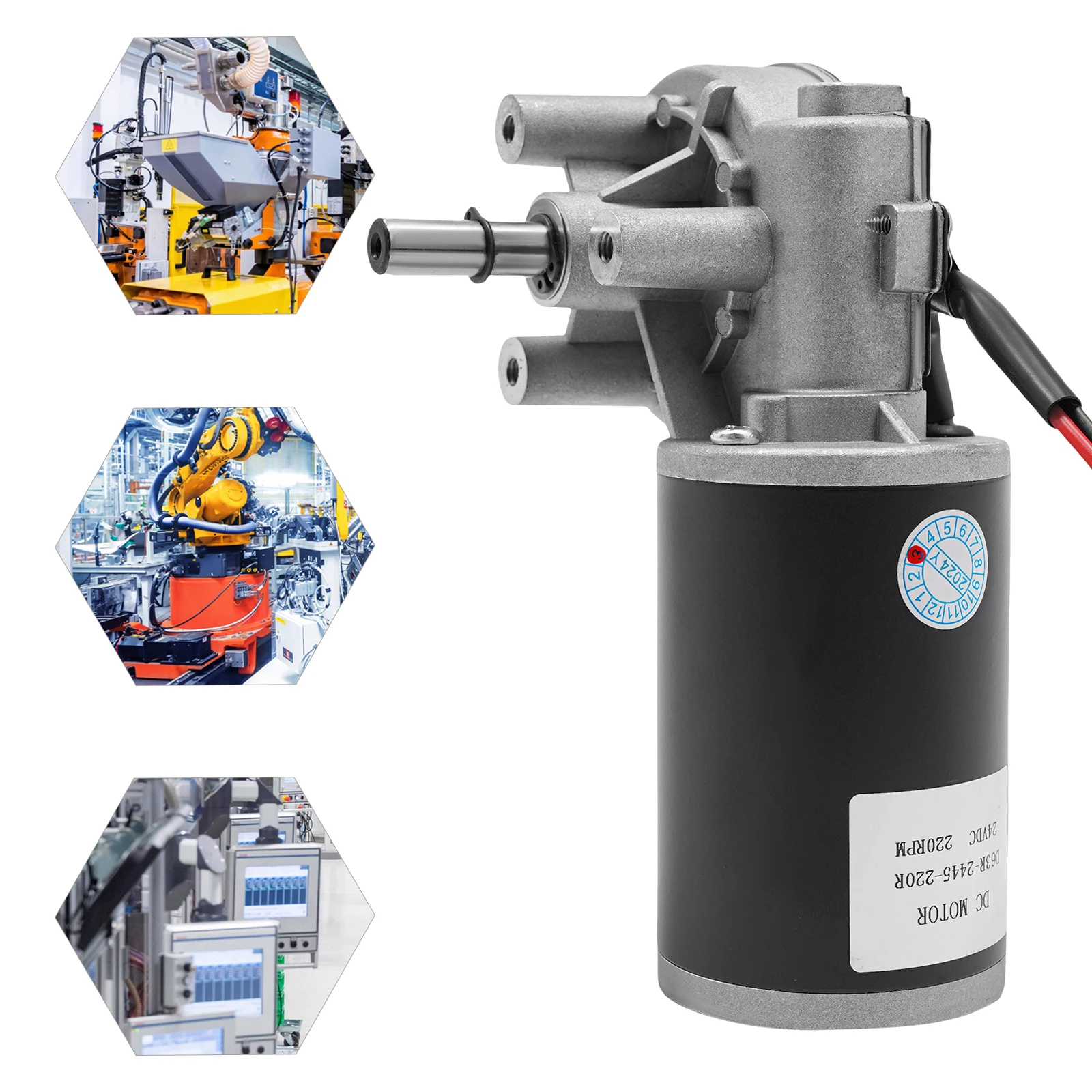 

45W 24V DC Motor Gear Motor -30-60°C/-22-140°F Electric Worm Gear Motor 220RPM Used In Packaging, Printing, Textile, Dyeing