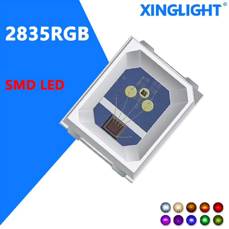 100pcs Bright lighting 2835RGB LED built-in IC SMD leds quick flash slow flashing 2.8*3.5*0.8mm