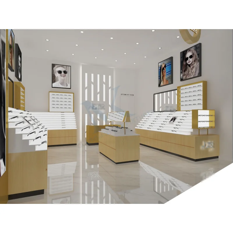مخصص. تخصيص الحديثة متجر البصرية عرض موقف النظارات الخشبية مكبرة عرض الأثاث #5