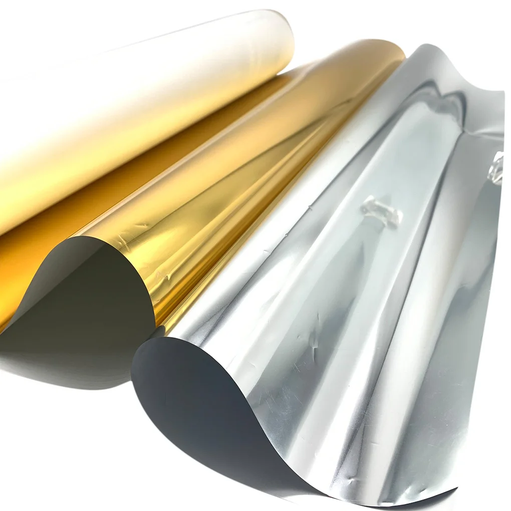 33cm/61cm*5m Gold/Silver DTF Foil Film Roll Cold Peel for T-shirt Heat Press Direct to Film Transfer Printing for DTF White Ink