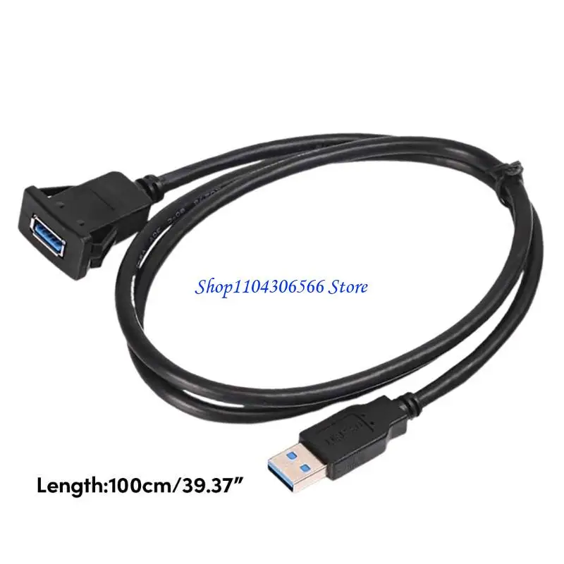 02DD Universal Square Single Port USB3.0 Panel Flush Mount Extension Cable Expand Data Transfer dan Input Aksesori 39.37in
