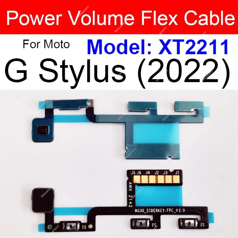 Power Volume Flex Cable สำหรับ Motorola MOTO G Stylus 5G 2021 2022สวิตช์เปิด/ปิดด้านข้างคีย์ Flex Ribbon