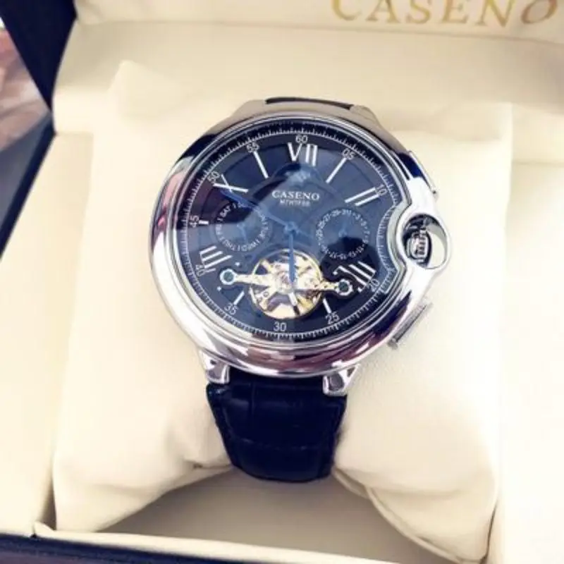 Сапфировые полые автоматические механические часы, мужские повседневные деловые водонепроницаемые часы