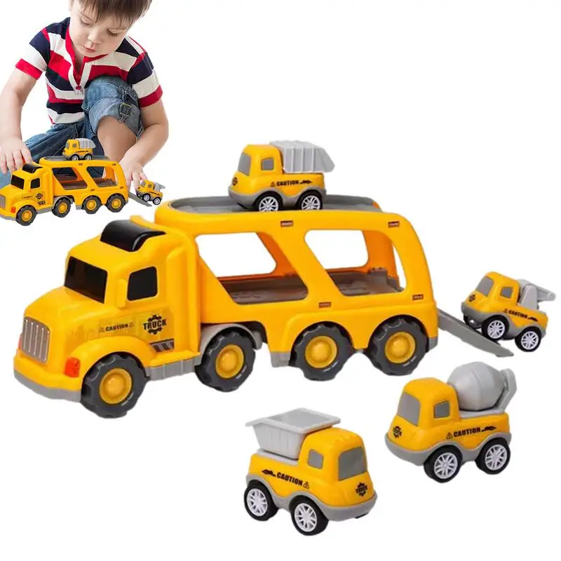 

5 in 1 Friction Powered Push Cars set for Kids Interactive Push and Go Toy Trucks Friction Powered Vehicle Playset with Lights