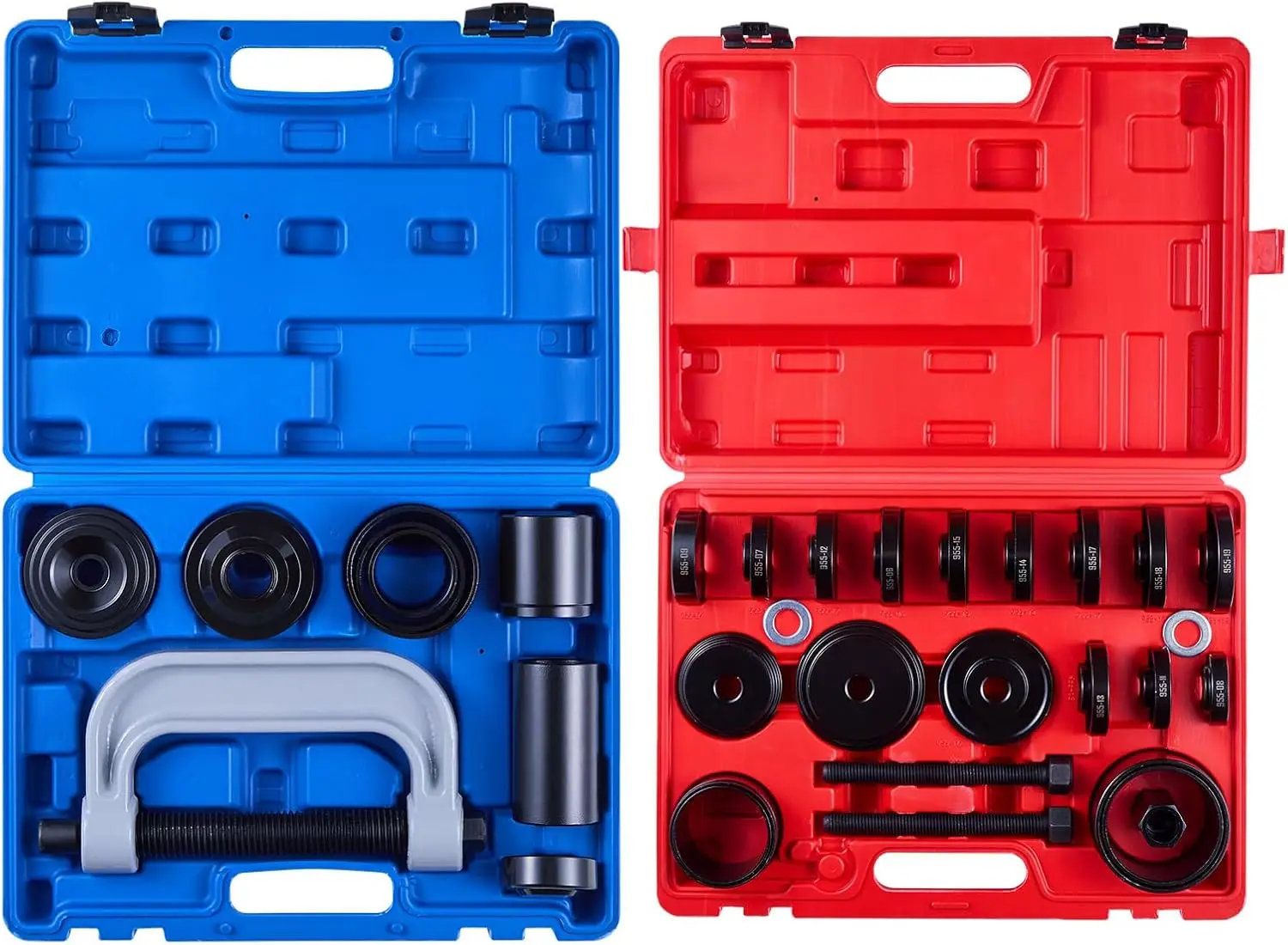 10pcs Ball Joint Press & 24pcs Wheel Bearing Race and Seal Driver Set with 13 Bushings, C-Frame and Sleeves, 2 in 1 Bearing Pres