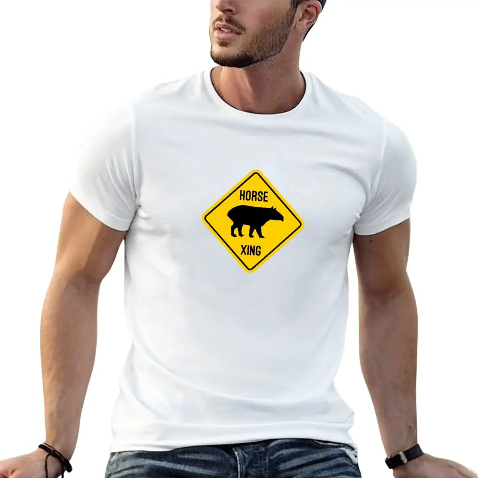 New Horse Crossing - Funny Ex-Mormon Design with Tapir T-Shirt T-shirt short Short t-shirt sweat shirts mens clothing