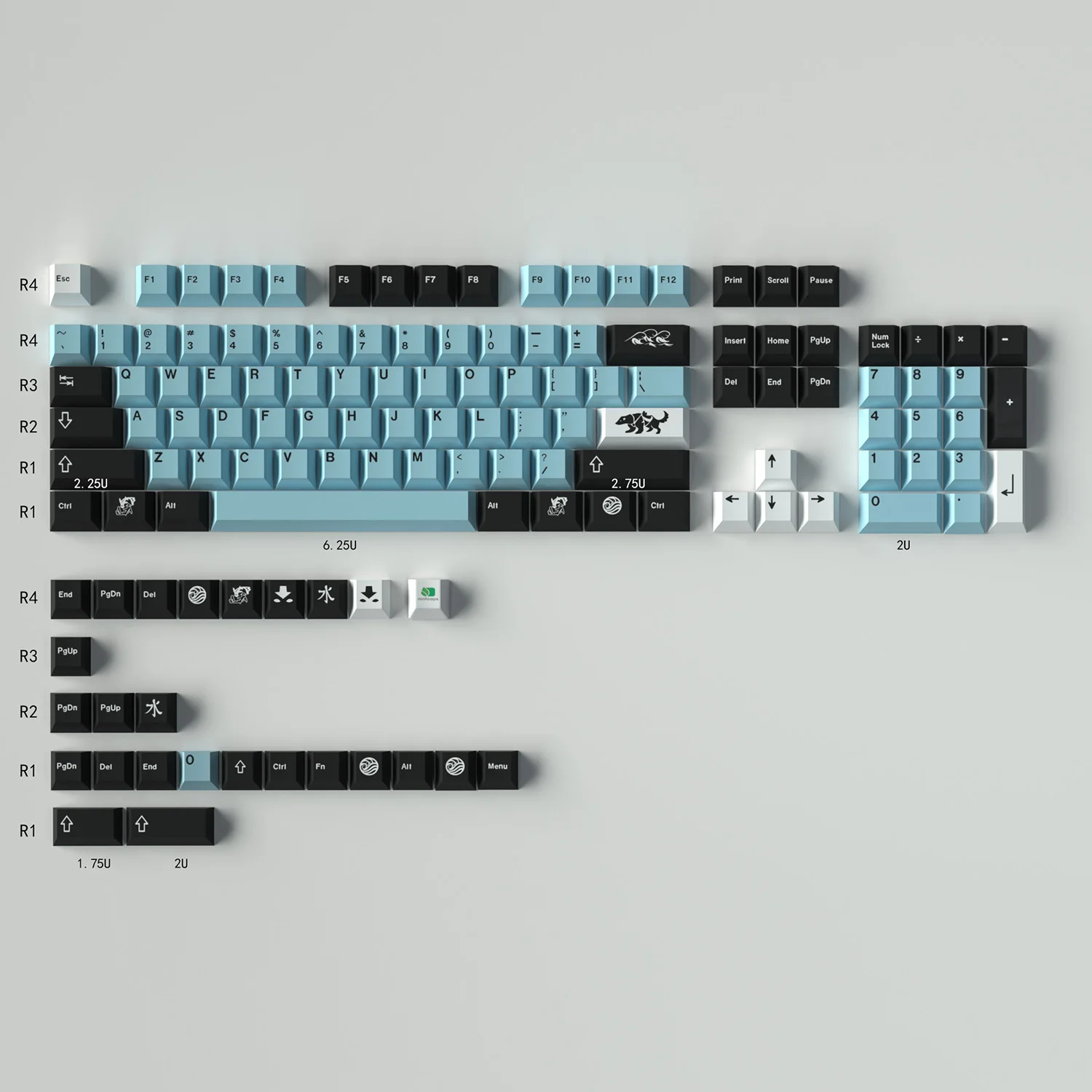 gmk mizu agua grande conjunto de perfil cereja pbt keycap corante sub ingles personalizado personalidade keycaps para teclado mecanico gaming 61 01