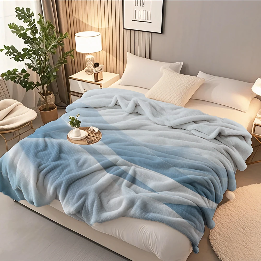 

Flannel Soft Blanket Ethereal Snowfields Silent Symphony With Breathable Durable Mid-century Modern Pattern Throw Luxury Throw