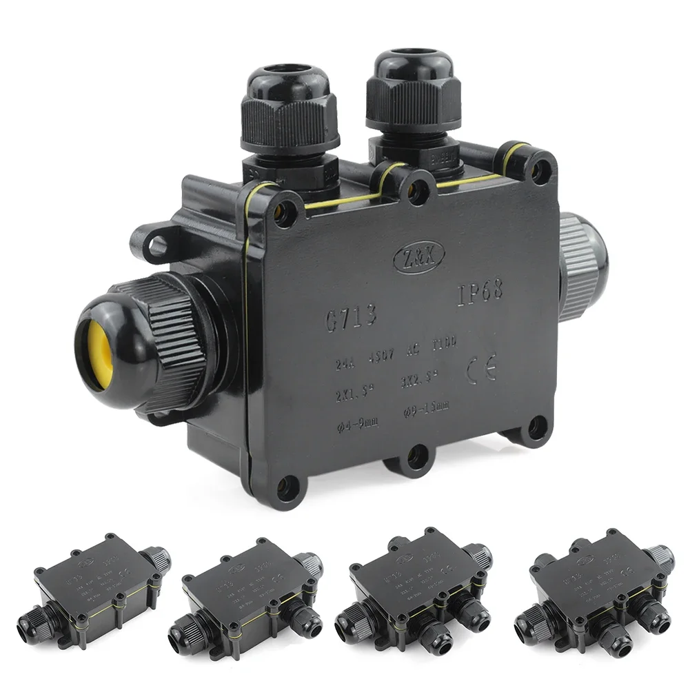 Waterproof Box Junction Outdoor Mini Waterproof Box Ip68 2/3/4/5/6 Way Terminals Out Plastic Corrosion Resistant Black Junction