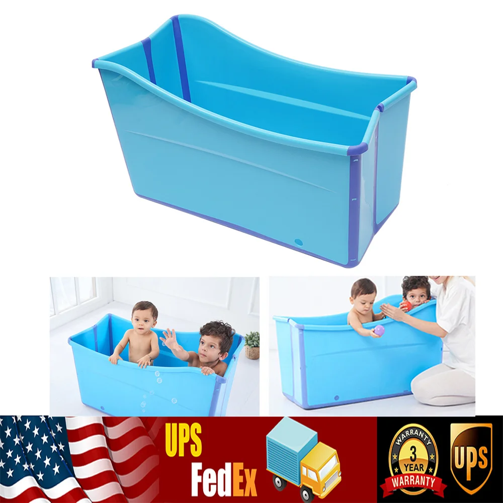 Large Bath Foldable Tub Bathtub Baby Toddler Children Twins Adult Swimming Pool Blue