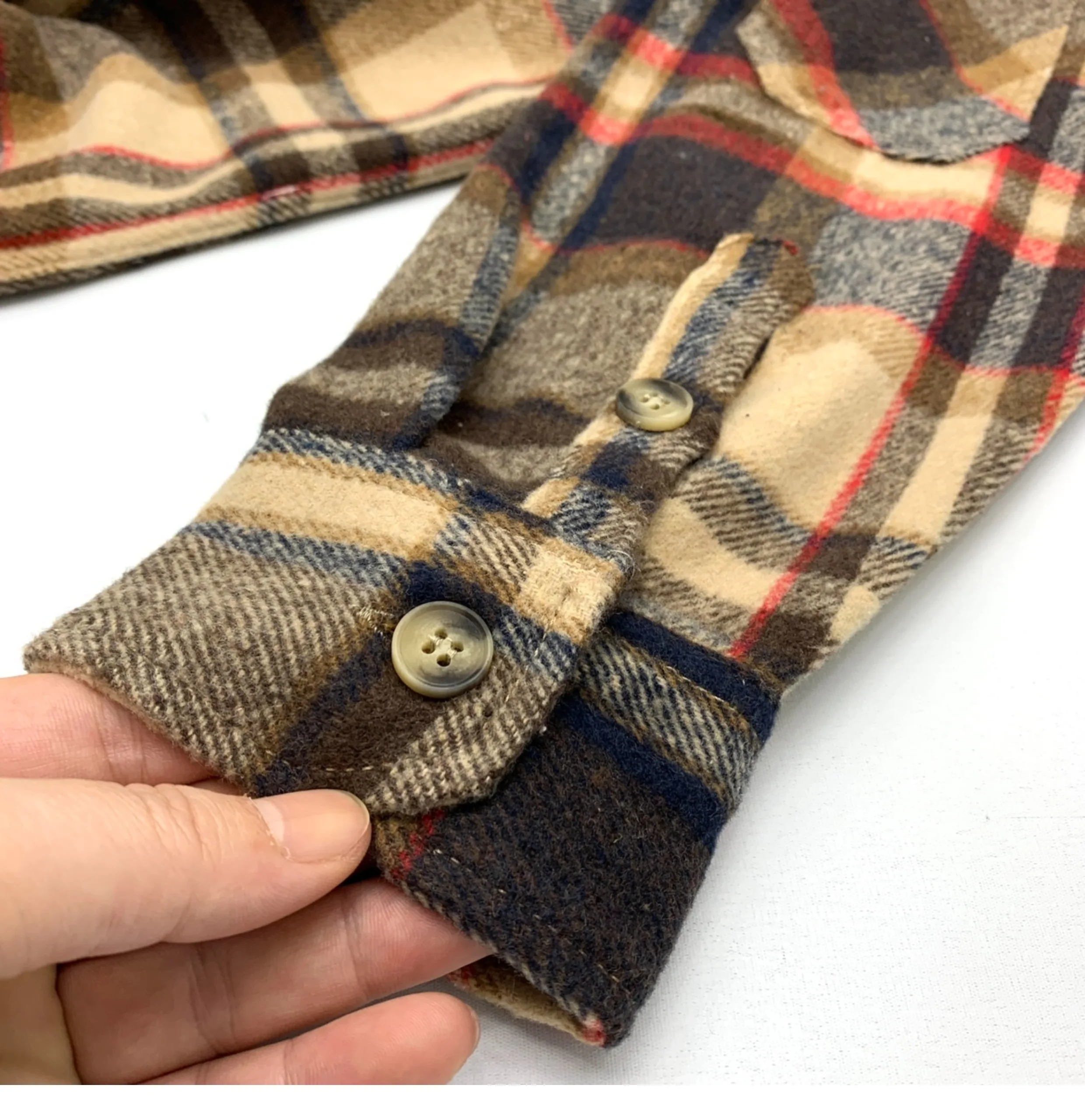 Men\'s Flannel Checkered Long-Sleeve Work Shirt Autumn & Winter Thicken Warmth Retaining Loose Fit Outdoor Wear Shirt