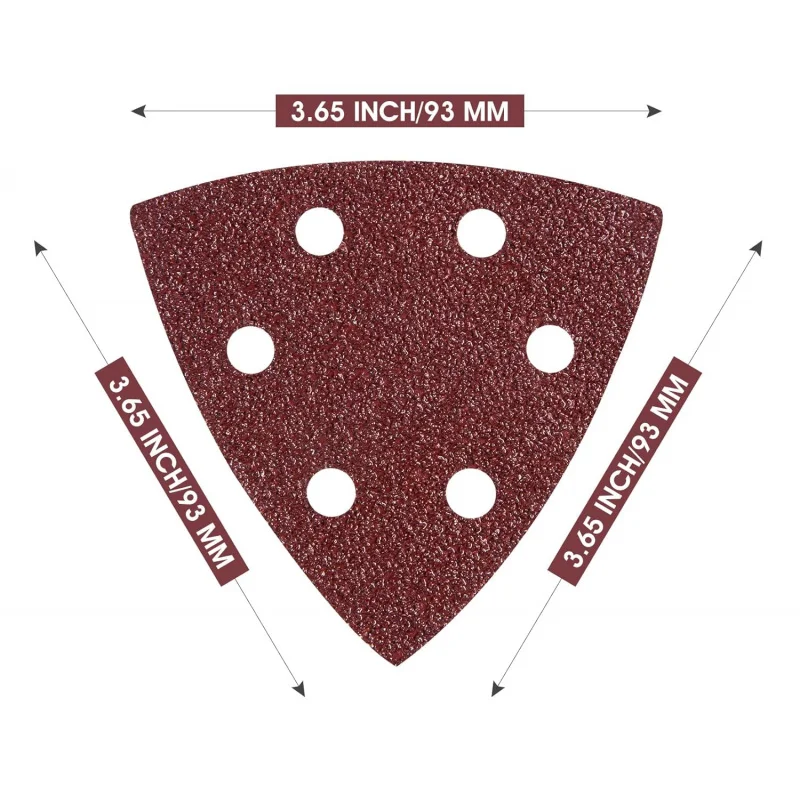 6-Hole Mouse Sandpaper 40/60/80/120/180/240 Grit Aluminum Oxide Backing 93*93*93mm Size