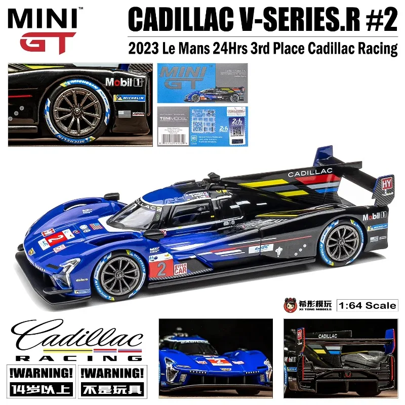 1:64 Cadillac V-SeriesR Le Mans racing alloy car model, children's collection of decorative toys, holiday gifts for children.