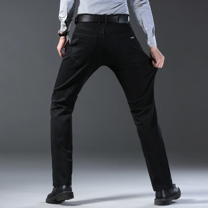 Men's Black Business Casual Long Pants Smart Pants Male Straight Formal Office Trousers Solid Color Slim Fit Daily Work