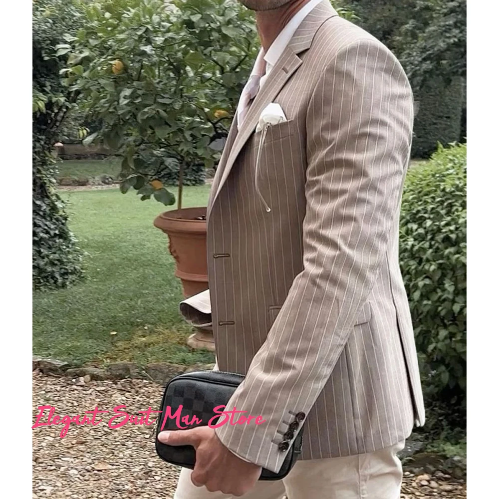 الرجال مخطط البدلة سترة مخطط الأعمال رداء غير رسمية سترة واحدة الصدر شريطية الحلل الرجال مخطط سليم صالح معطف #1