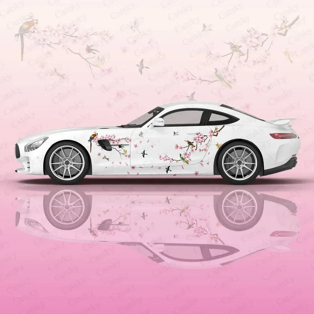

Bird Branch Flower Car Side Sticker Decoration, PVC Waterproof Scratch Resistant Decal, Car Protection, Auto Accessories Gift