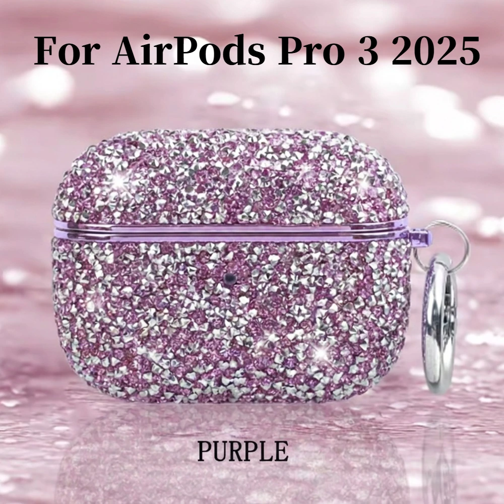 

Блестящий чехол с бриллиантами для AirPods Pro 3 Pro 2 4 3 2 1 Gen, блестящий защитный чехол с кольцом-брелком для женщин и девочек